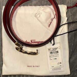 Salvatore Ferragamo Black Leather Belt with Gold Buckle